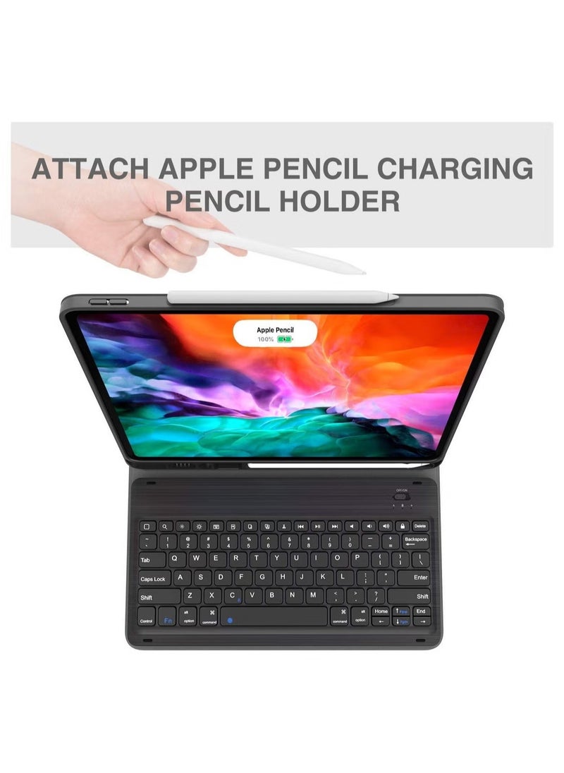 Keyboard Case for iPad Pro 12.9 2020 4th Generation, iPad Pro 12.9 Case with Keyboard 3rd Generation 2018 - Wireless Detachable - with Pencil Holder
