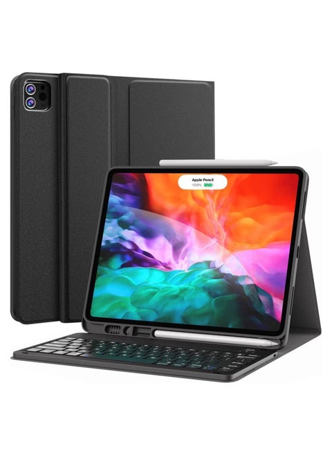 Keyboard Case for iPad Pro 12.9 2020 4th Generation, iPad Pro 12.9 Case with Keyboard 3rd Generation 2018 - Wireless Detachable - with Pencil Holder