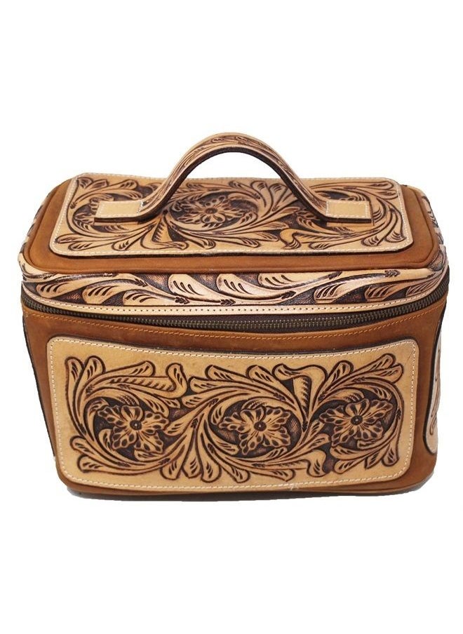 Challenger - Unisex Western Tooled Leather Cosmetic Dopp Kit Toiletry Bag 18RTT10 - Image 1