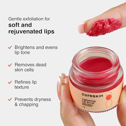 Cureskin Lightening Lip Scrub for Men and Women | Exfoliate & Brighten with Walnut Shell Powder, Beetroot & Squalane | Lip Scrub for Dark Lips to Lighten Pink, 0.25 Ounce (Pack of 1) - Image 2