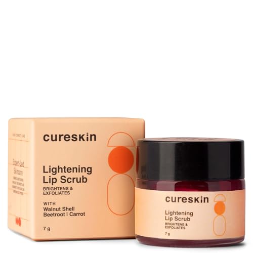 Cureskin Lightening Lip Scrub for Men and Women | Exfoliate & Brighten with Walnut Shell Powder, Beetroot & Squalane | Lip Scrub for Dark Lips to Lighten Pink, 0.25 Ounce (Pack of 1) - Image 1