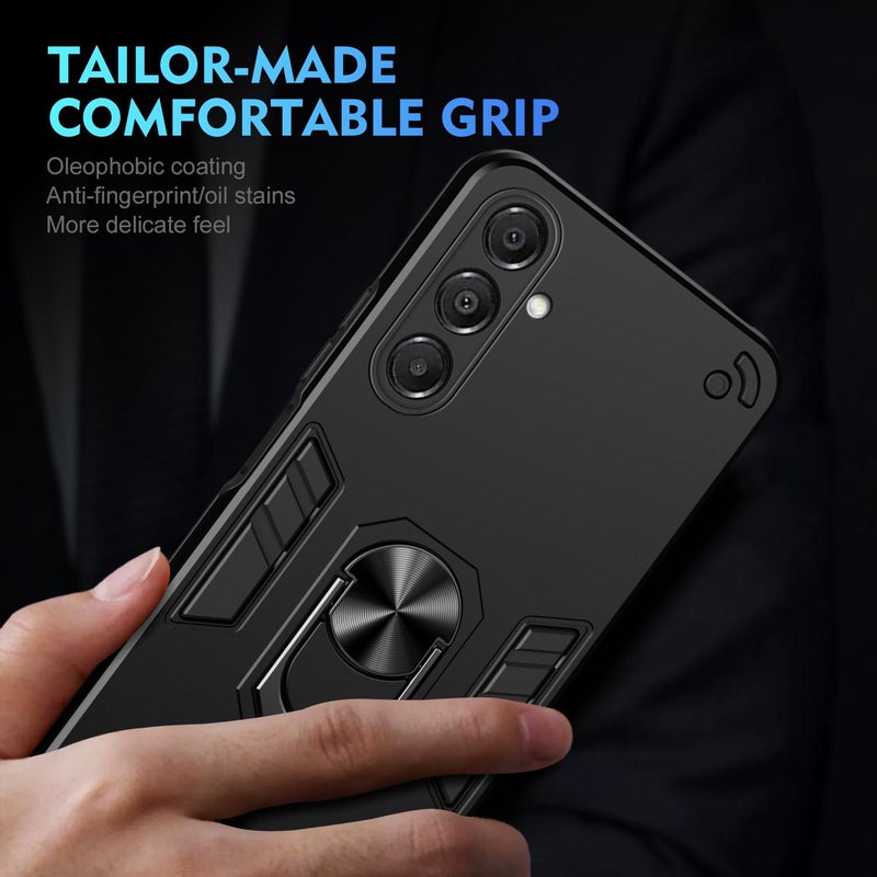 إيروريكس جراب هاتف مقاوم للصدمات مزود بحلقة معدنية لهاتف Samsung Galaxy A17 5G (أسود) - Image 5