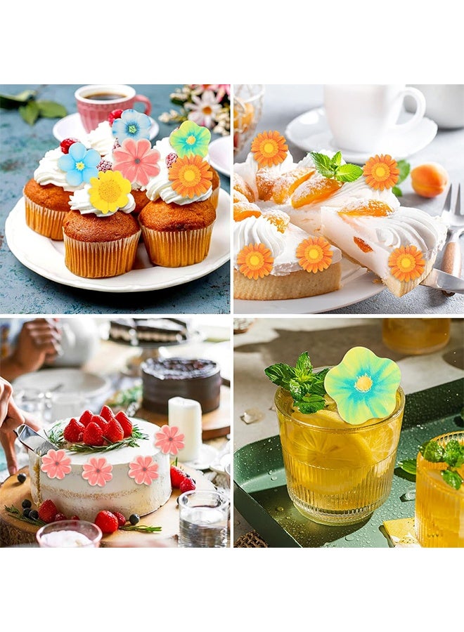 HY 80 Pcs Edible Wafer Paper Flower Cake Decoration, Cake and Cupcake Decorations, Multicolour Flower Decoration, Family Cupcake Wedding Cake Birthday Party Food Decoration - Image 3