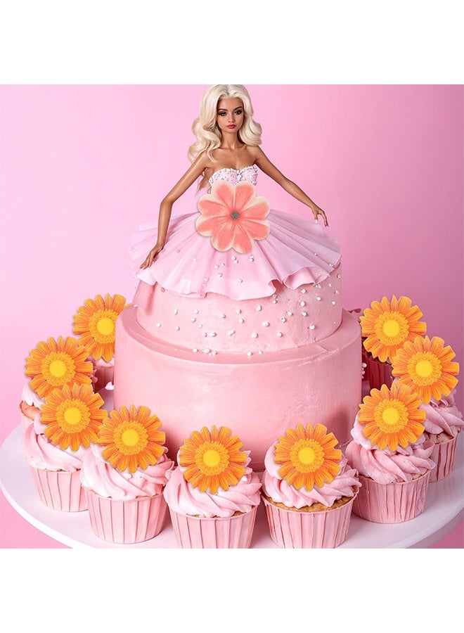 HY 80 Pcs Edible Wafer Paper Flower Cake Decoration, Cake and Cupcake Decorations, Multicolour Flower Decoration, Family Cupcake Wedding Cake Birthday Party Food Decoration - Image 5