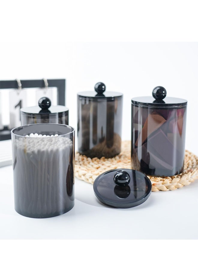 2 Pack Plastic Apothecary Jars with Lids, Bathroom Organizer for Cotton Swabs, Balls, Pads, Floss Picks (Black) - Image 5