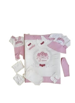 Generic Baby Clothing Set for Newborn Welcoming, 11 Piece Set, Made of High Quality Soft Cotton, Pink 