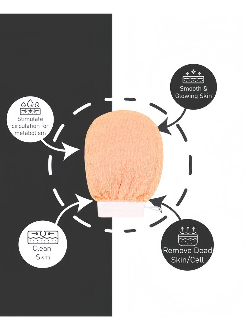 2 Pcs Korean Exfoliating Body Glove For Cleaning The Skin Korean Loofah ,Used for Exfoliating Exfoliator Scrub Mitten for Bath and Shower Use (Orange+Green)  - Image 4