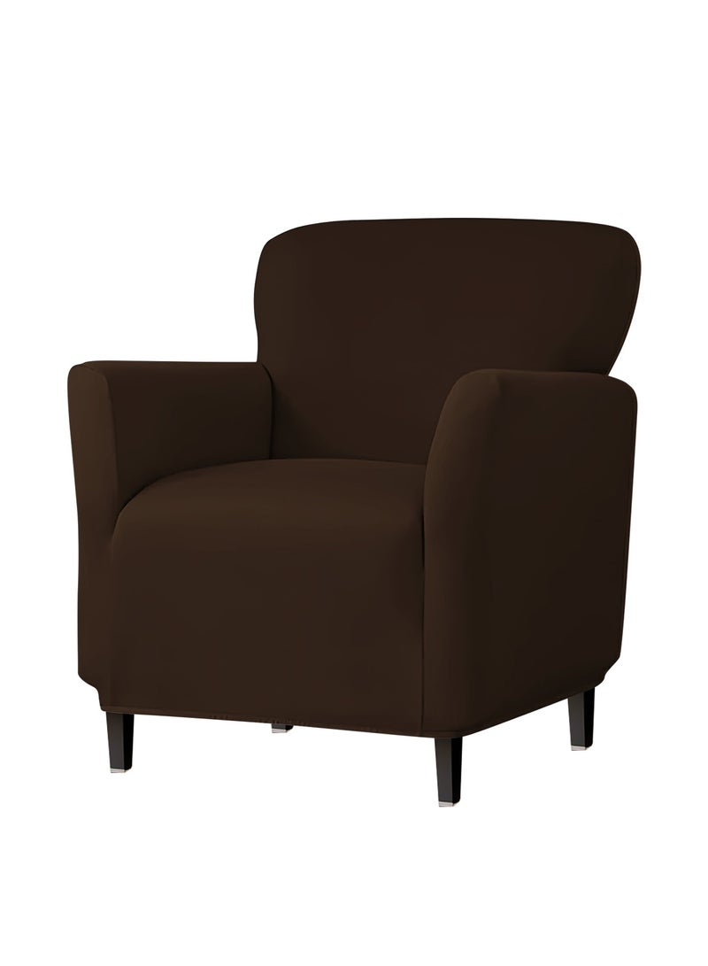 DUNISO Single armchair sofa cover, Banquet Solid Color Armchair Slipcover Waterproof Chair Covers Anti Slip Dog Pet Friendly Furniture Protector, Brown - Image 4