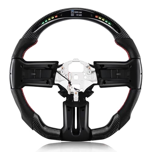 VOONKE Real Carbon Fiber Steering Wheel For Mustang with LED Shift Indicator For Mustang EcoBoost/GT/Shelby GT350/GT350R 2018-2023 with LED Shift Indicator - Image 1
