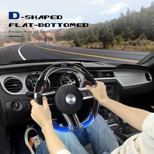 VOONKE Real Carbon Fiber Steering Wheel For Mustang with LED Shift Indicator For Mustang EcoBoost/GT/Shelby GT350/GT350R 2018-2023 with LED Shift Indicator - Image 4