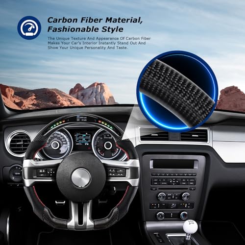 VOONKE Real Carbon Fiber Steering Wheel For Mustang with LED Shift Indicator For Mustang EcoBoost/GT/Shelby GT350/GT350R 2018-2023 with LED Shift Indicator - Image 3