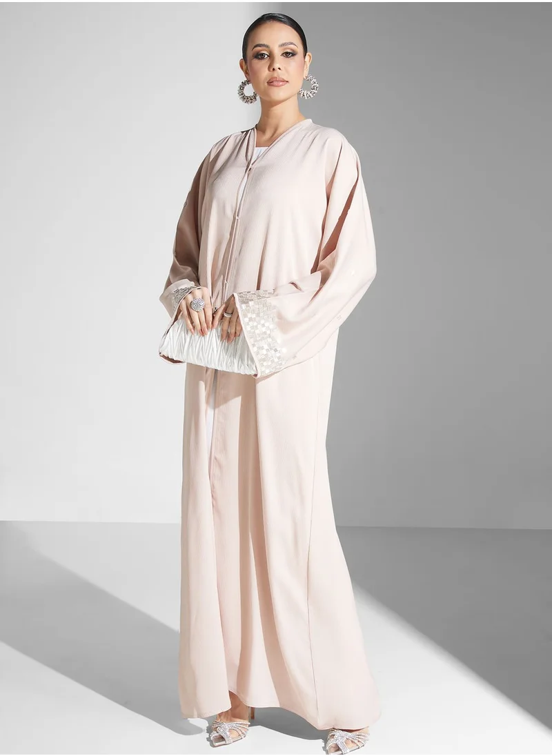 hayas closet Embellished Button Detail Abaya