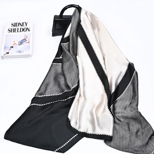 FINIZO Mulberry Silk Feeling Long Scarf for Women Large Shawls for Headscarf and Neck Sunscreen Shawls - Image 4