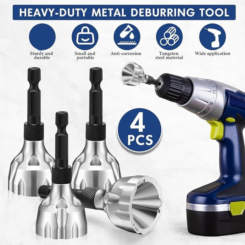 4 قطع أداة ثقيلة لإزالة الحواف والتفريز، بتصميم سريع التحرير بمقبض سداسي، مناسبة للمسامير التالفة من 3 مم إلى 19 مم - Image 3
