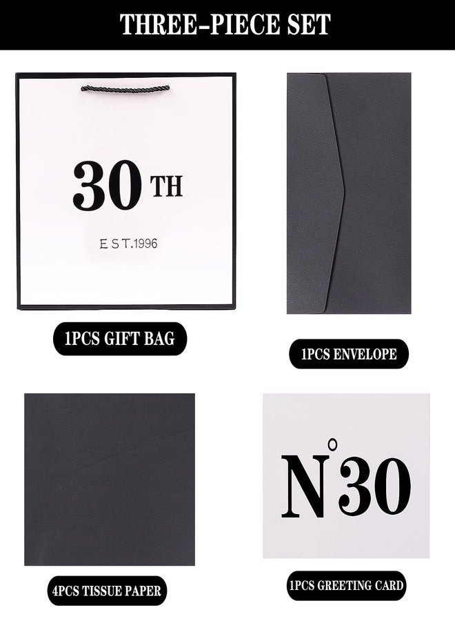 Jaywayang 30th Birthday White Black Large Gift Bag with Card and Tissue Paper, Metallic Printing Keepsake Gift Vintage Bag for Men Women, 1994 Wife Husband 30 Year Old Party Paper Bag for Gifts Wrapping. - Image 5