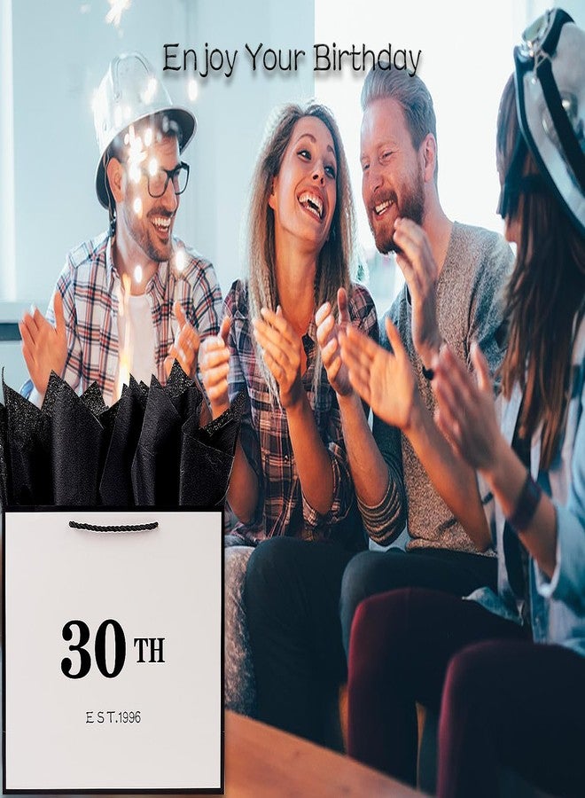 Jaywayang 30th Birthday White Black Large Gift Bag with Card and Tissue Paper, Metallic Printing Keepsake Gift Vintage Bag for Men Women, 1994 Wife Husband 30 Year Old Party Paper Bag for Gifts Wrapping. - Image 3