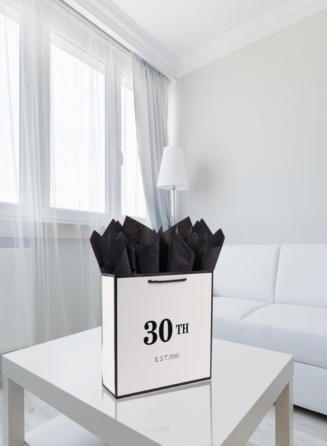 Jaywayang 30th Birthday White Black Large Gift Bag with Card and Tissue Paper, Metallic Printing Keepsake Gift Vintage Bag for Men Women, 1994 Wife Husband 30 Year Old Party Paper Bag for Gifts Wrapping. - Image 4