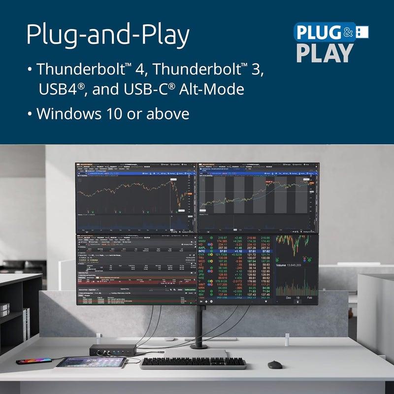 Kensington محطة إرساء كينجستون SD4880P USBC 4K رباعية الشاشة 6 x USBA 4 x USBC 2Gbps إيثرنت 100W PD جاك صوت 2xDisplayPort 2xHDMI قارئ بطاقة SD لأجهزة الكمبيوتر المحمولة بنظام ويندوز K34113NA - Image 2