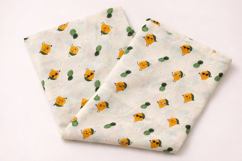 Pack of 2 - Muslin Bath Towel - Soft Cotton Absorbent, Multicolor and Multi Design Print (75x150 cm) - Image 2