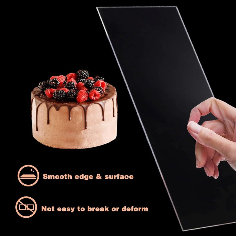 DOSAKEIKO 4 Pcs Cake Scraper Set Acrylic Cake Decorating Supplies Large Transparent Cake Smoother for Icing Perfect for Butter Cream Frosting with 7 Different Shapes Durable - Image 3