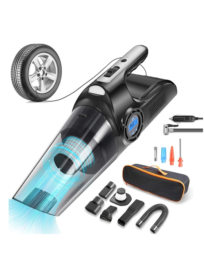 Car Vacuum Cleaner Handheld Vacuum Cleaner for Car with Digital Air Compressor Pump 120W Powerful Hand-held Vacuum Cleaner 12V with LED Light Portable Wet Dry Car Vacuum 13 FT Cord Bag - Image 1