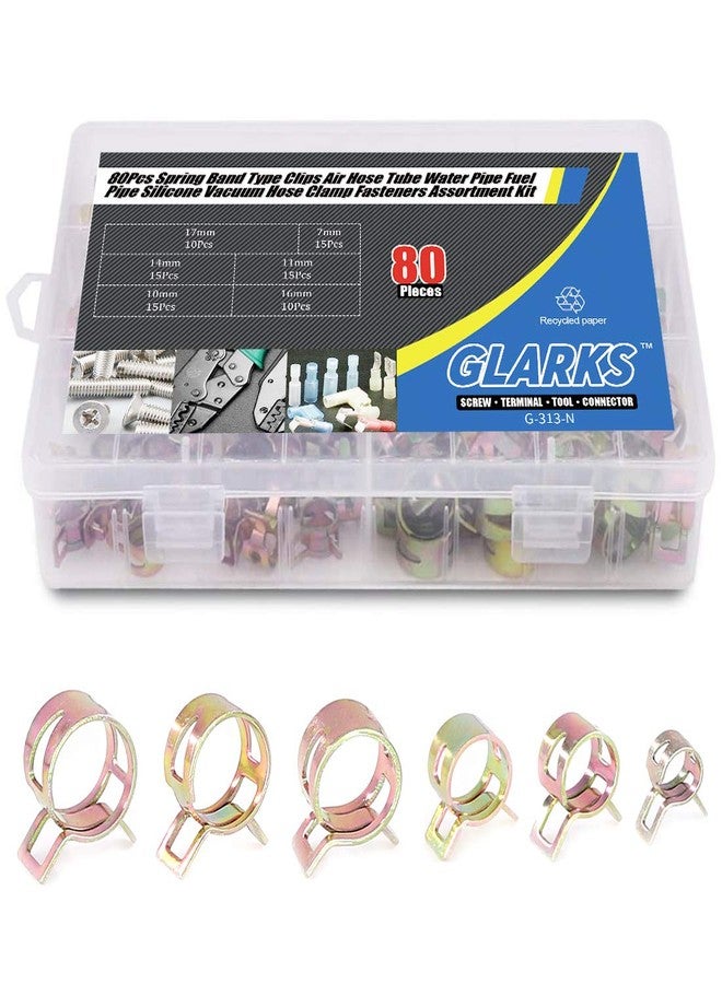 Glarks 80Pcs Spring Band Type Clips Air Hose Tube Water Pipe Fuel Pipe Silicone Vacuum Hose Clamp Fasteners Assortment Kit (7mm 10mm 11mm 14mm 16mm 17mm) - Image 5