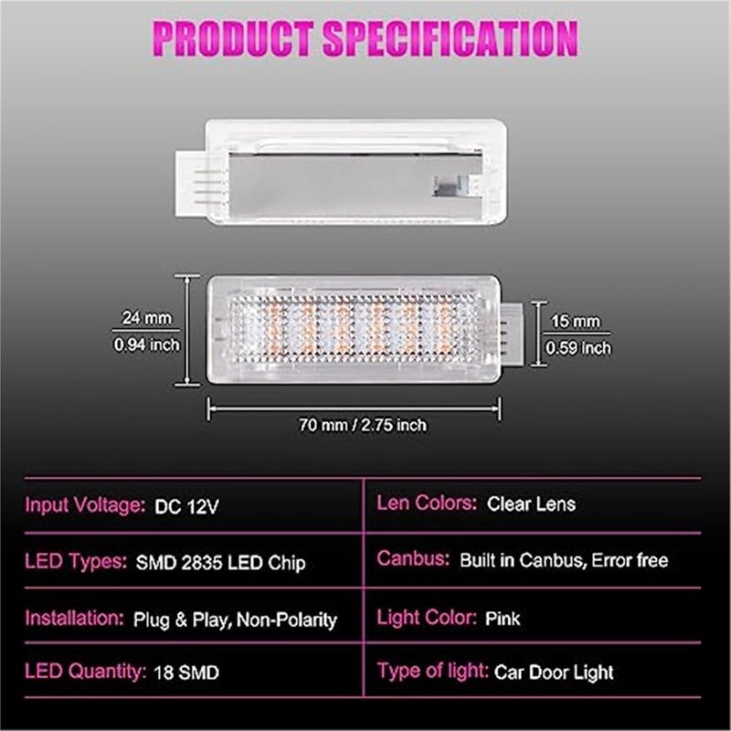 QASULER Pink LED Door Welcome Light - Image 3