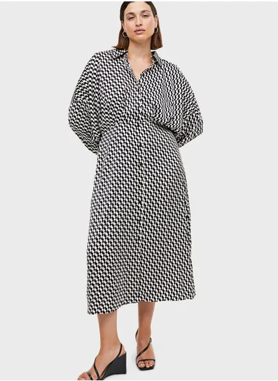 H&M Button Down Tie Detail Shirt Dress