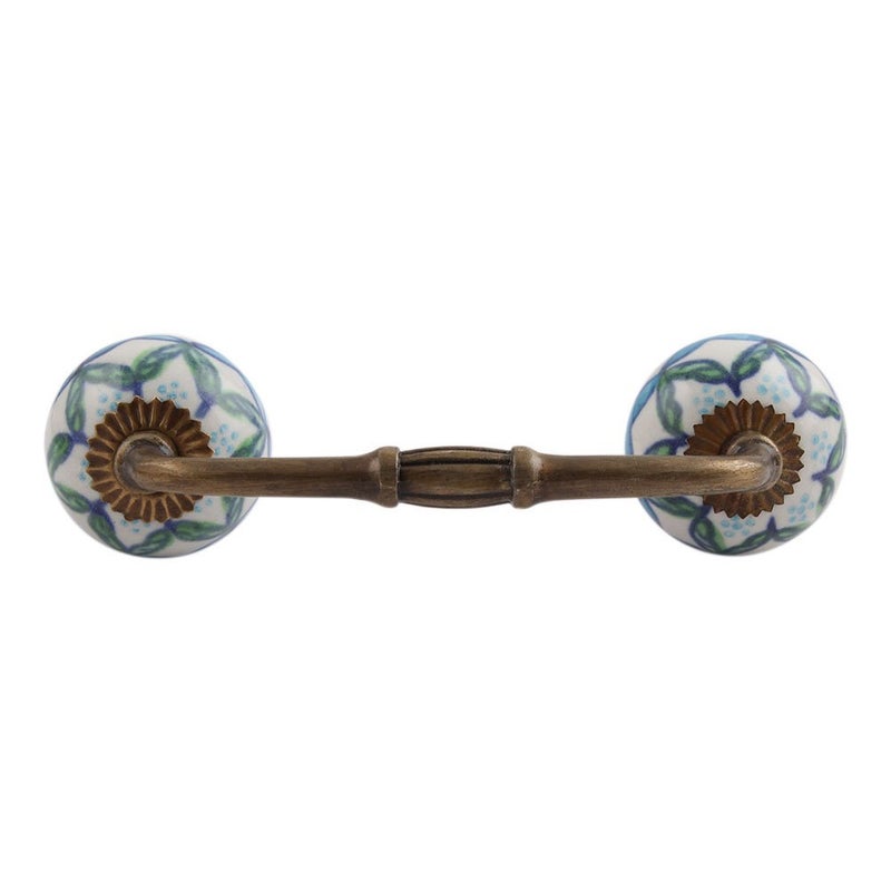 Indian-Shelf IndianShelf 1 Pack Ceramic Green Cabinet Pulls T Bar Vintage Kitchen Drawer Handles Door Dresser Handles Antique Hardware 4 Hole to Hole BH154CK06  - Image 1