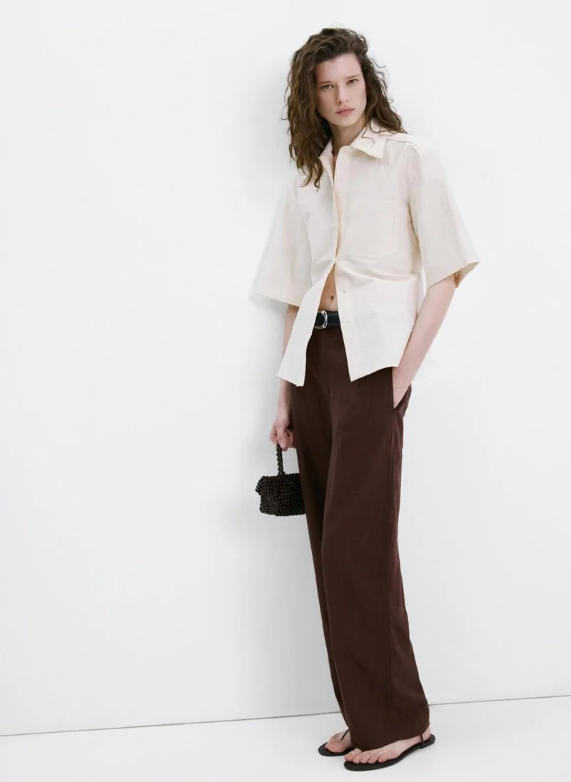 Mango  Linen High-Waist Trousers for Women | Best Price UAE