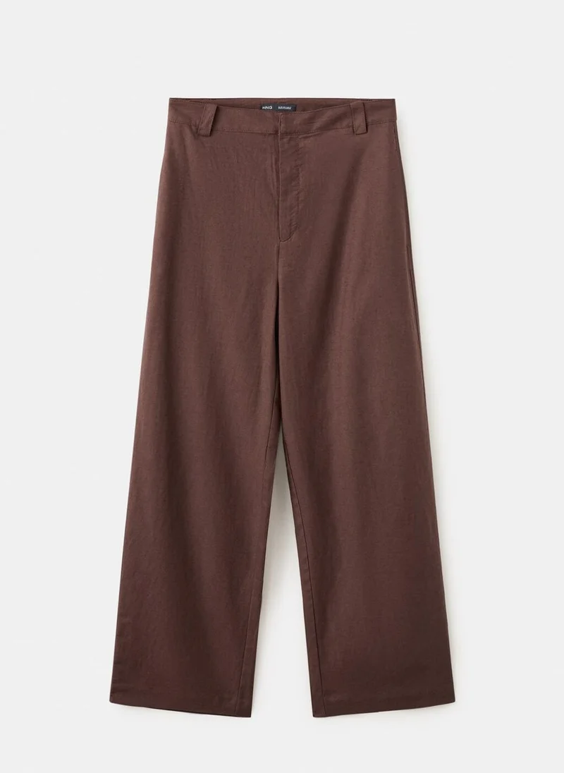 Mango  Linen High-Waist Trousers for Women | Best Price UAE