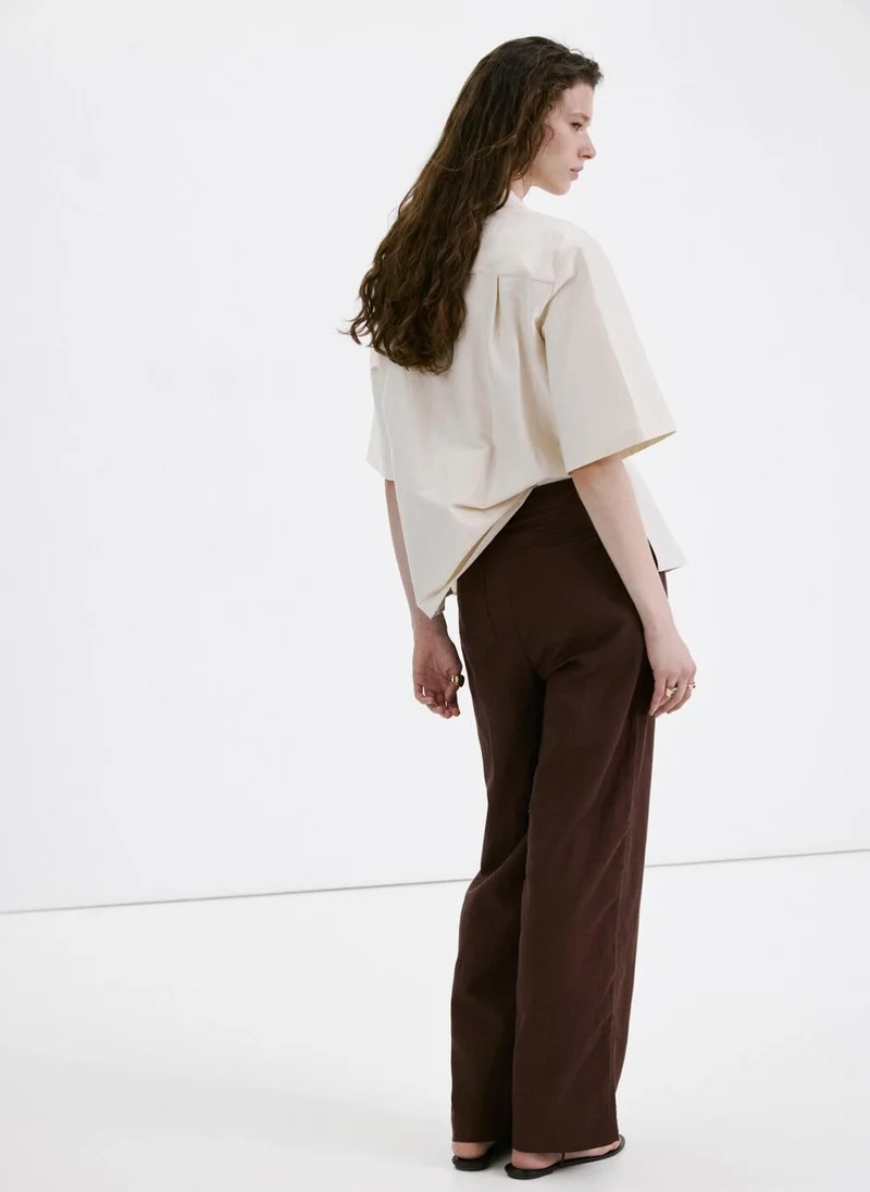 MANGO Linen High-Waist Trousers