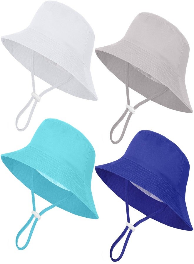 Cooraby 4 Pack Baby Sun Hat Wide Brim Bucket Hat Adjustable Summer Sun Protection Toddler Hat for Boys Girls - Image 1