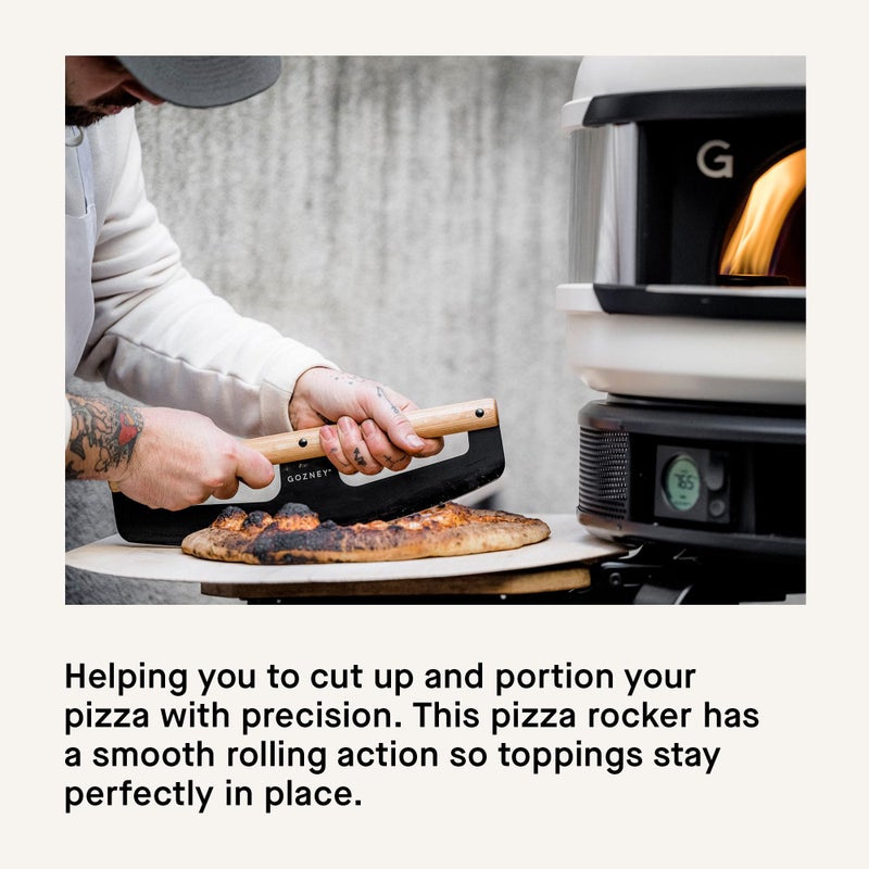 Gozney 13 3/4" Pizza Rocker with a 2mm Stainless Steel Blade, Wooden Handle that is Easy to Hold and Use - Image 4
