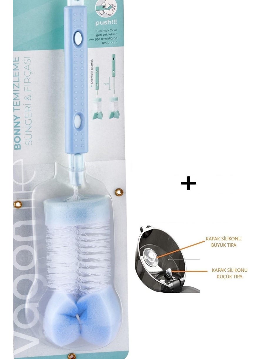 UZSPACE Spare Inside Lid Silicone Stopper Set + Flask Thermos Cleaning Sponge with Brush  - Image 1