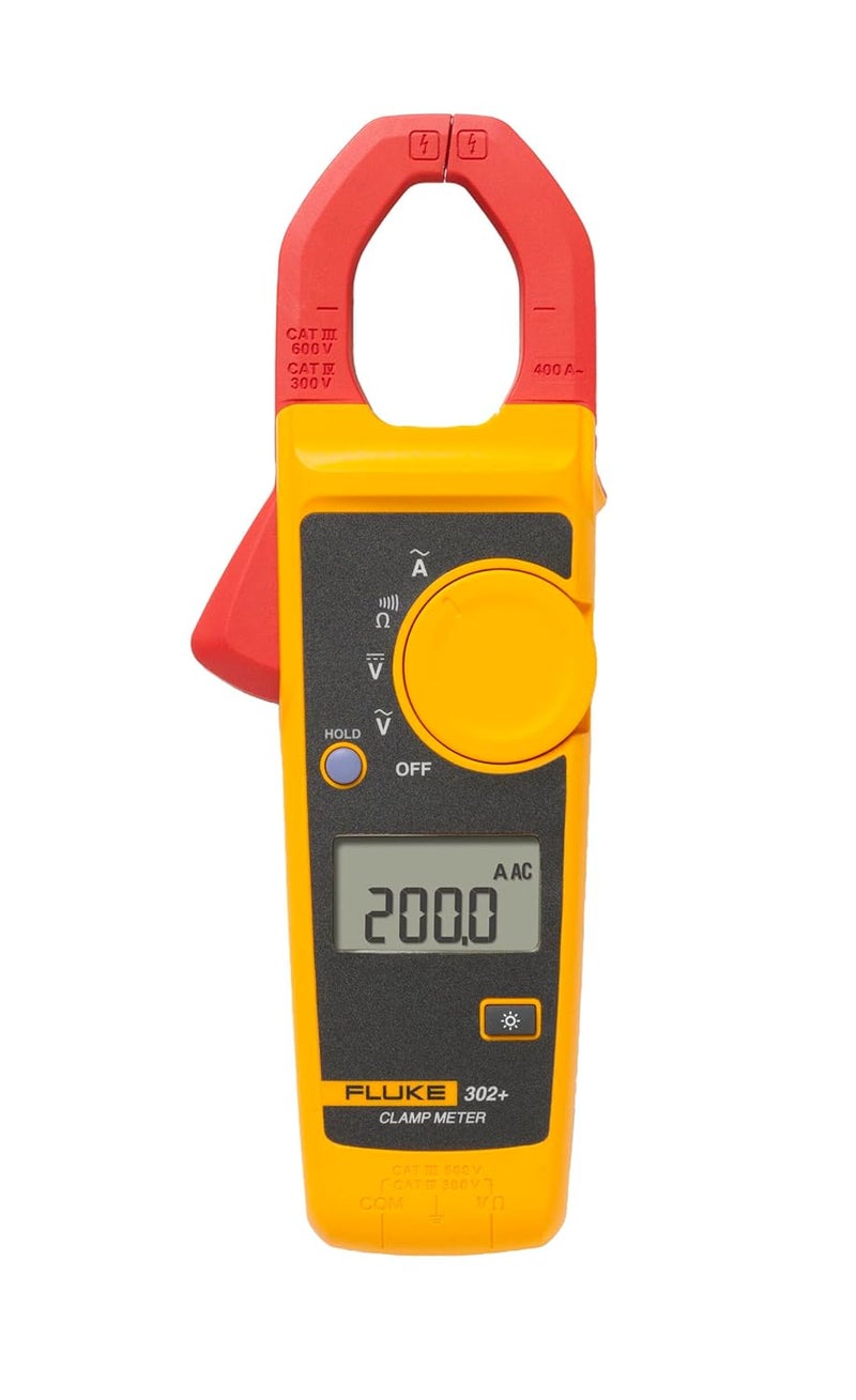 FLUKE مقياس تيار رقمي 302+، فك 30 مم، يقيس التيار المتردد حتى 400A، يقيس الجهد المتردد/المستمر حتى 600V، قياسات المقاومة، الاستمرارية، والسعة، يشمل ضمان لمدة سنتين - Image 1
