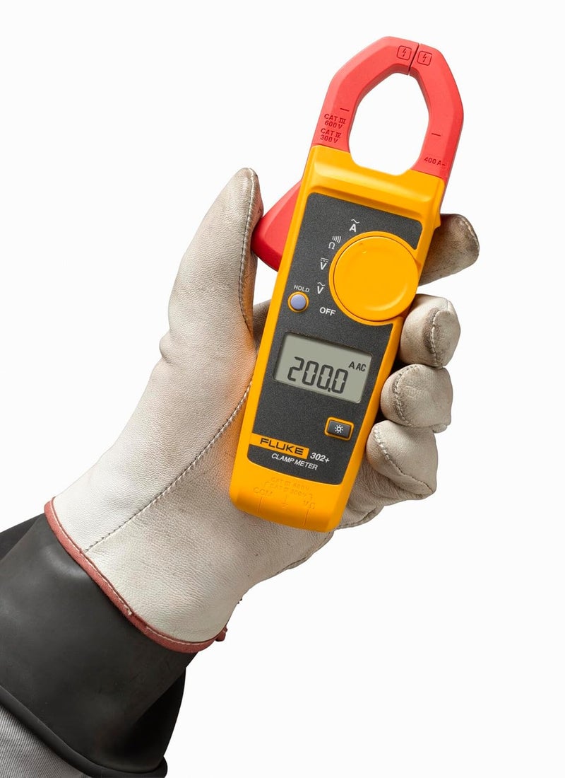 FLUKE مقياس تيار رقمي 302+، فك 30 مم، يقيس التيار المتردد حتى 400A، يقيس الجهد المتردد/المستمر حتى 600V، قياسات المقاومة، الاستمرارية، والسعة، يشمل ضمان لمدة سنتين - Image 3