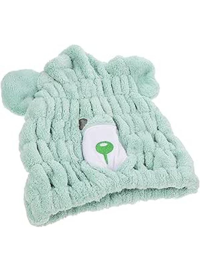 Light Green Coral Fleece Hair Towel Wrap Super Absorbent Drying Cap for Bath - Image 1