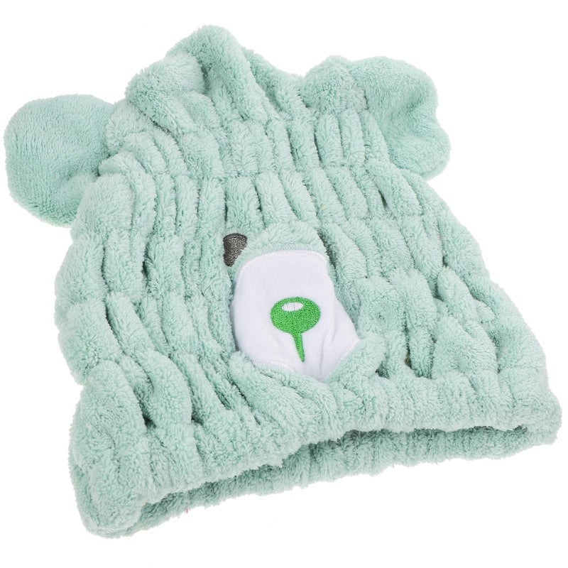 Light Green Coral Fleece Hair Towel Wrap Super Absorbent Drying Cap for Bath - Image 2