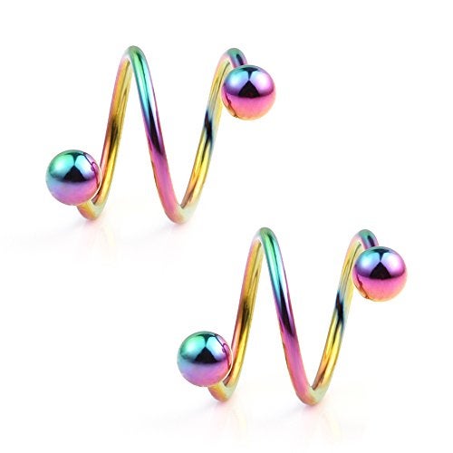 Ruifan 16G Stainless Steel Double Twist Ear Plug Earring Spiral Helix Stud Lip Ring Body Piercing Jewelry 8mm 6Pairs - Image 5