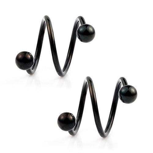 Ruifan 16G Stainless Steel Double Twist Ear Plug Earring Spiral Helix Stud Lip Ring Body Piercing Jewelry 8mm 6Pairs - Image 3