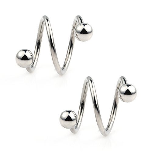 Ruifan 16G Stainless Steel Double Twist Ear Plug Earring Spiral Helix Stud Lip Ring Body Piercing Jewelry 8mm 6Pairs - Image 2