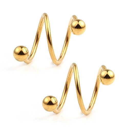 Ruifan 16G Stainless Steel Double Twist Ear Plug Earring Spiral Helix Stud Lip Ring Body Piercing Jewelry 8mm 6Pairs - Image 4