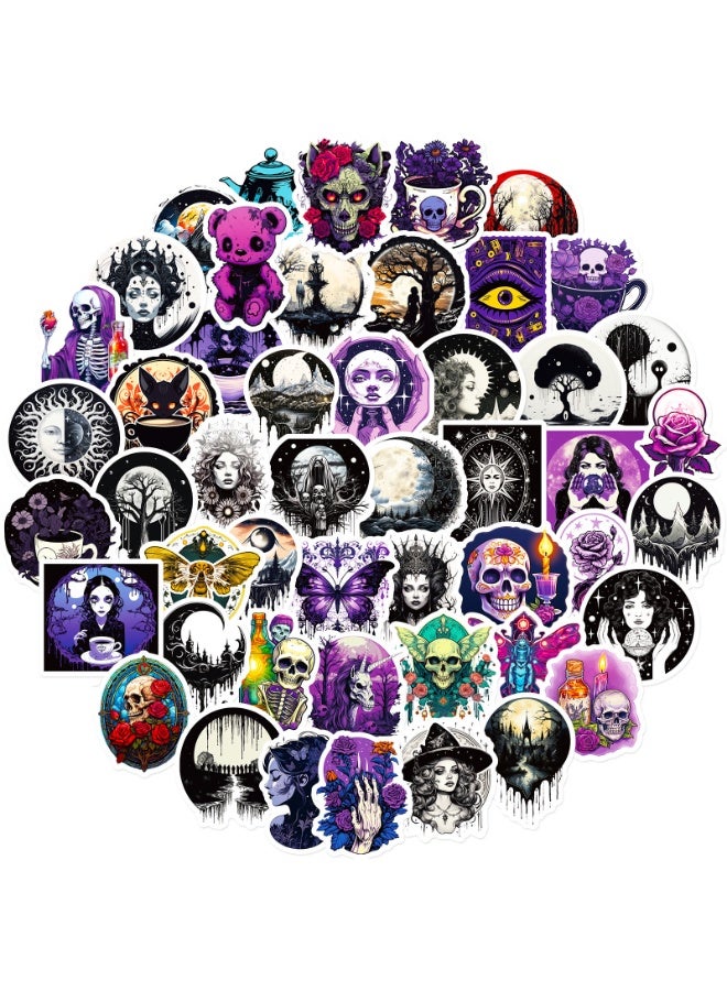 NIBEMINENT 50 Pcs Cartoon Goth Deco Kit Waterproof Stickers, High Definition Printing Bright Colors, Suitable for Laptop Skateboard Luggage Water Bottle Guitar DIY - Image 1