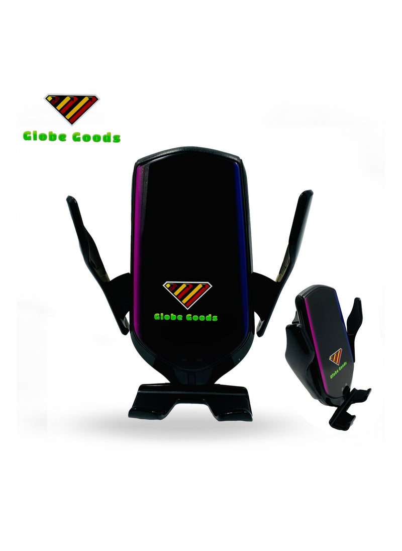 GLOBE GOODS Wireless Car Charger 10W, Clamping Wireless Charging Mobile Phone Holder for Auto Windshield Dashboard Air Vent for iPhone 15 14 13 12 11 10 X Pro Max Samsung S23 S22 S21 S20 Galaxy Xiaomi Mi  - Image 2