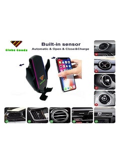 GLOBE GOODS Wireless Car Charger 10W, Clamping Wireless Charging Mobile Phone Holder for Auto Windshield Dashboard Air Vent for iPhone 15 14 13 12 11 10 X Pro Max Samsung S23 S22 S21 S20 Galaxy Xiaomi Mi  - Image 4