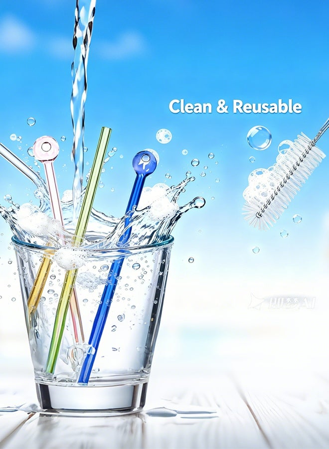 10 Pack Breakproof Glass Straws – Reusable Borosilicate Glass Drinking Straws with Cleaning Brush, Multi-Color Straws for Smoothies, Coffee, Juice & Cocktails - Image 3
