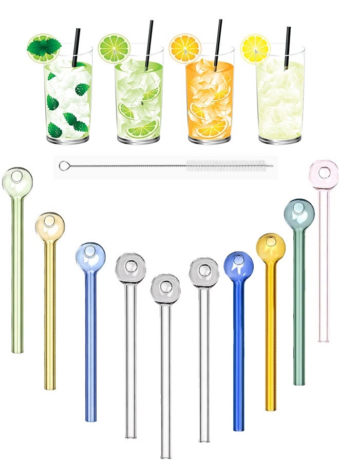 10 Pack Breakproof Glass Straws – Reusable Borosilicate Glass Drinking Straws with Cleaning Brush, Multi-Color Straws for Smoothies, Coffee, Juice & Cocktails - Image 1
