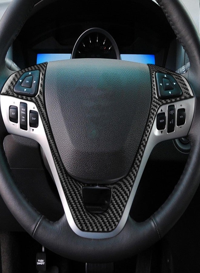 winterwell Real Premium Carbon Fiber Compatible with Ford Explorer 2011 2012 2013 2014 Accessories Car Steering Wheel Buttons Cover Sticker Decals Interior Trim - Image 1