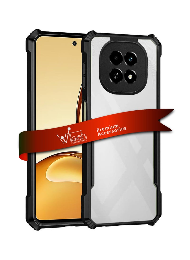 Wtech Realme C63 / V60 5G 2024 Hybrid TPU Silicone with Raised Armour Bumpers Slim Case Cover - Black - Image 1